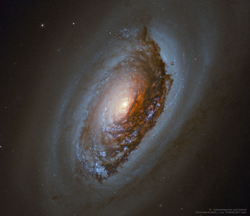 Messier 64, the Evil Eye Galaxy, is pictured. See Explanation.